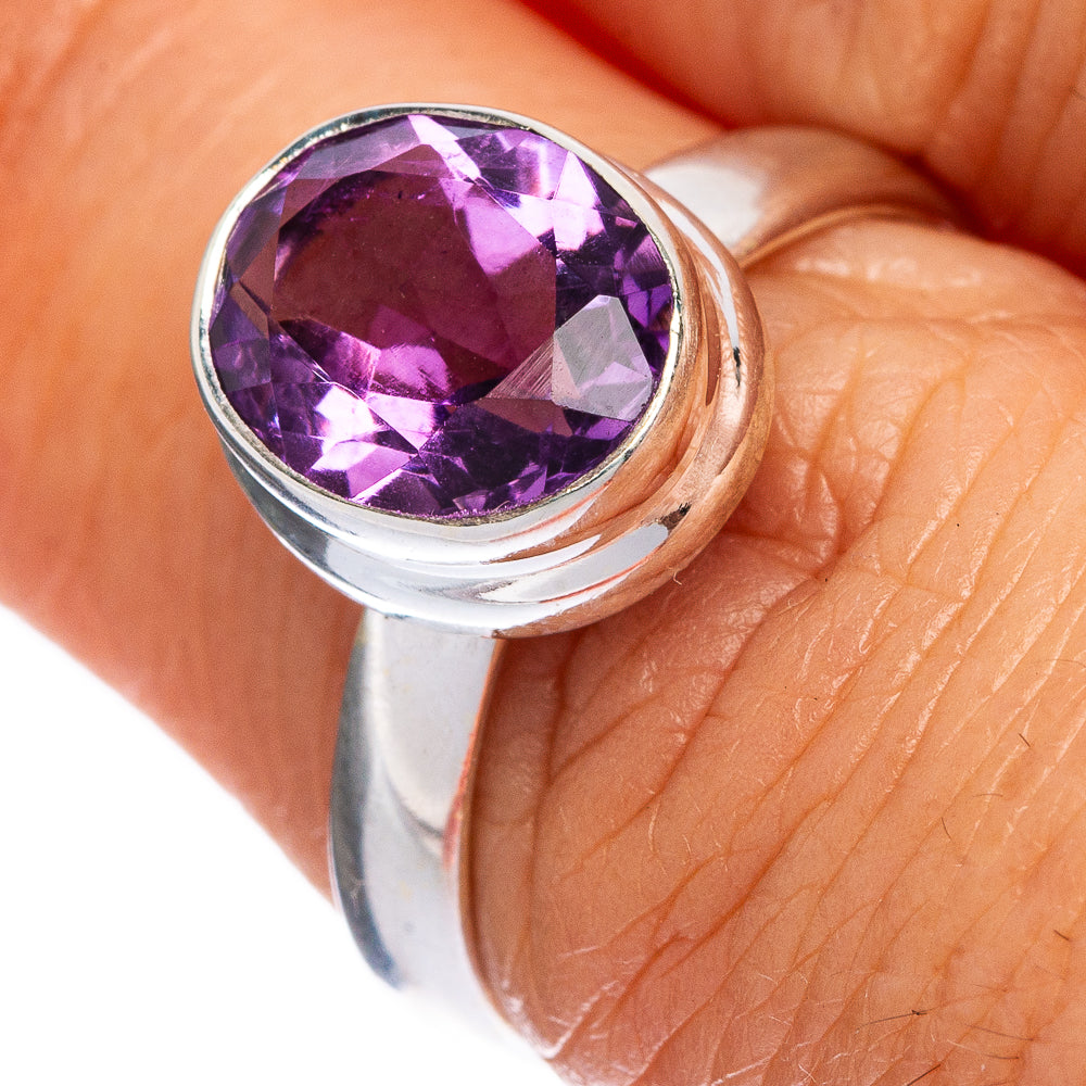 Faceted Amethyst Ring Size 6.75 (925 Sterling Silver) R1119