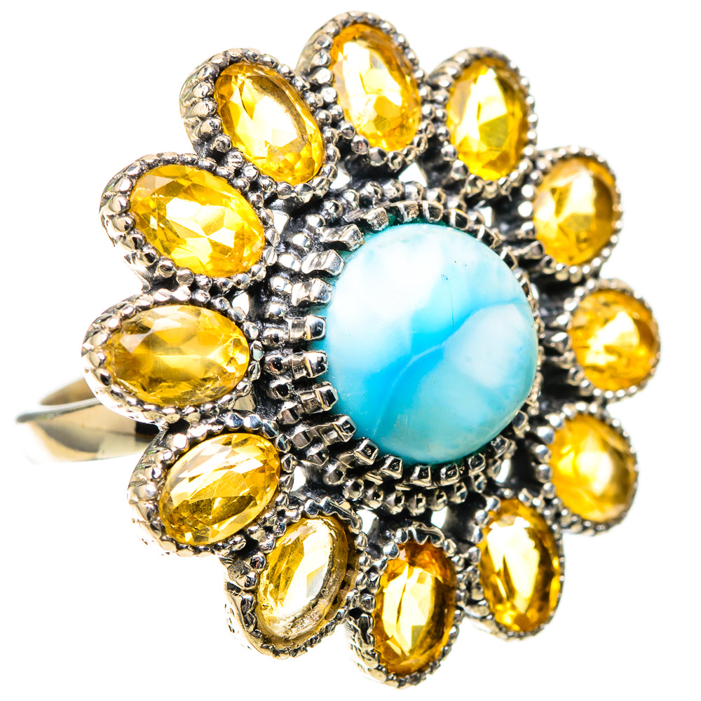 Large Larimar, Citrine Ring Size 8.25 (925 Sterling Silver) RING137960
