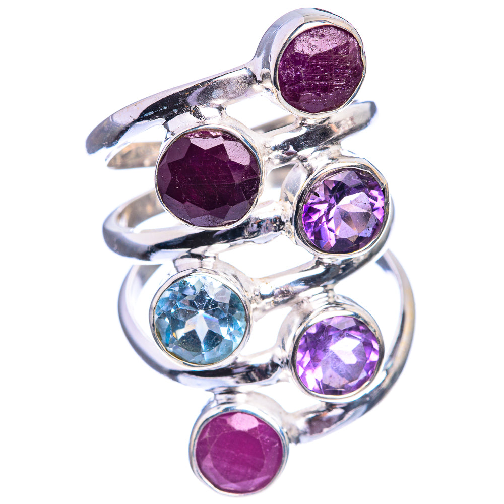 Ruby, Amethyst, Blue Topaz Ring Size 7 (925 Sterling Silver) R142300