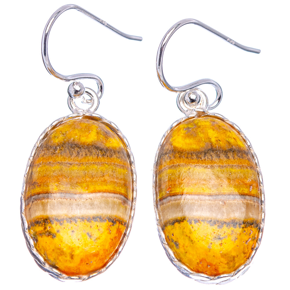 Bumblebee Jasper Earrings 1 3/8" (.925 Sterling Silver)