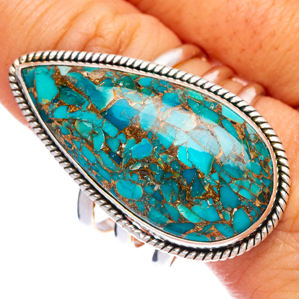 Huge Blue Copper Composite Turquoise Ring Size 12.75 (925 Sterling Silver) R145289