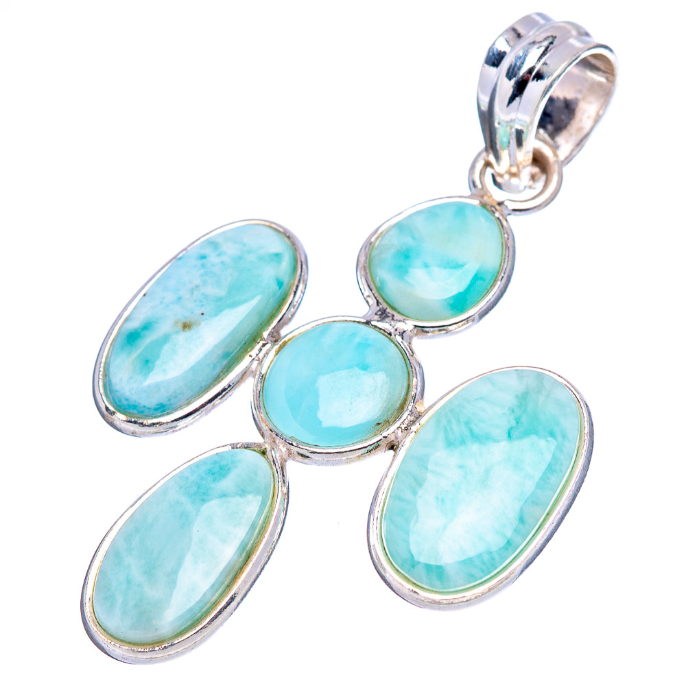 Rare Larimar Pendant 1 3/4" (.925 Sterling Silver)