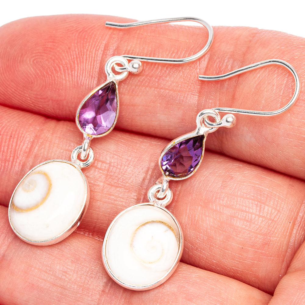 Shiva Eye, Amethyst Earrings 1 5/8" (925 Sterling Silver) E433464
