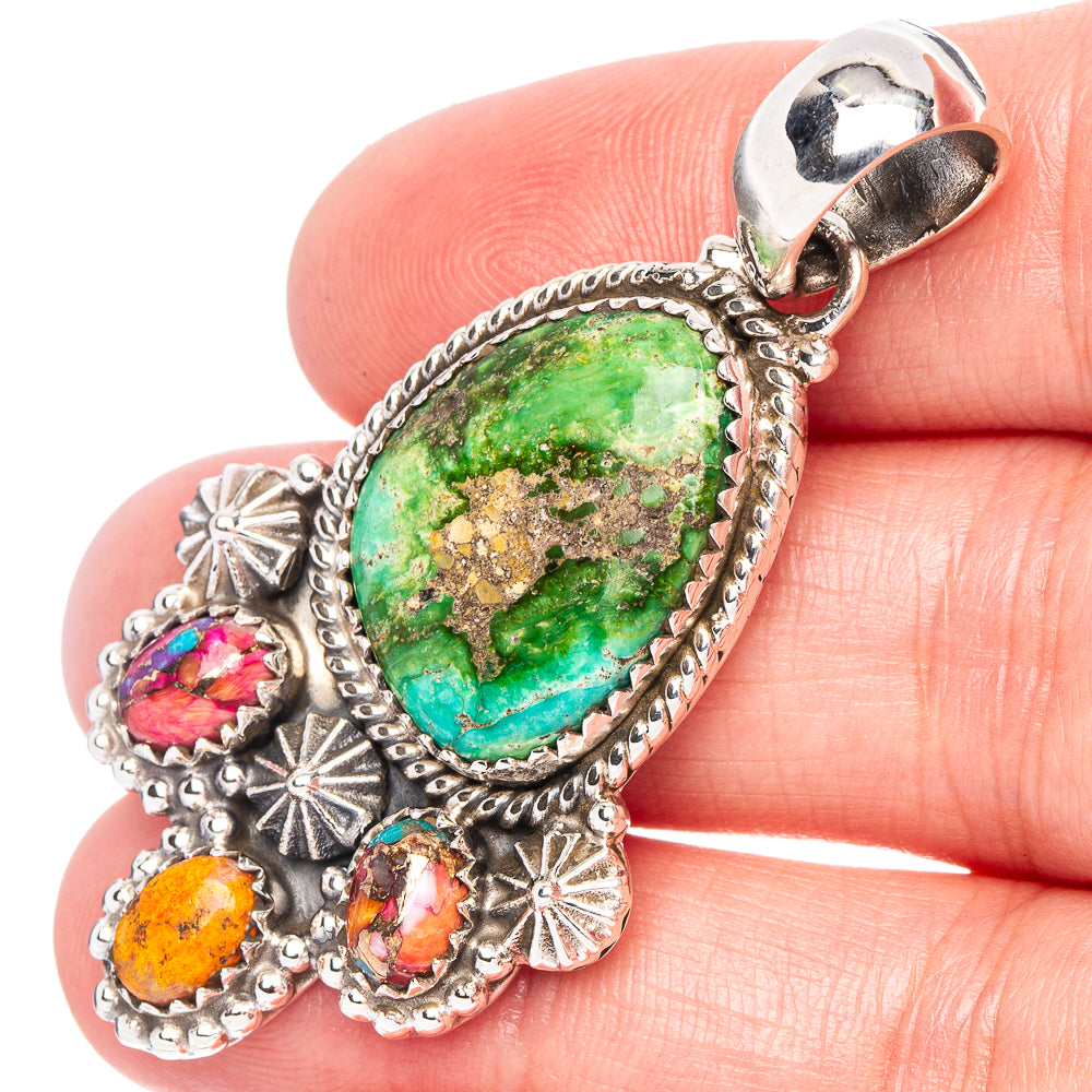 Sonoran Gold Turquoise Native Style Pendant 2 1/8" (.925 Sterling Silver) Exclusive