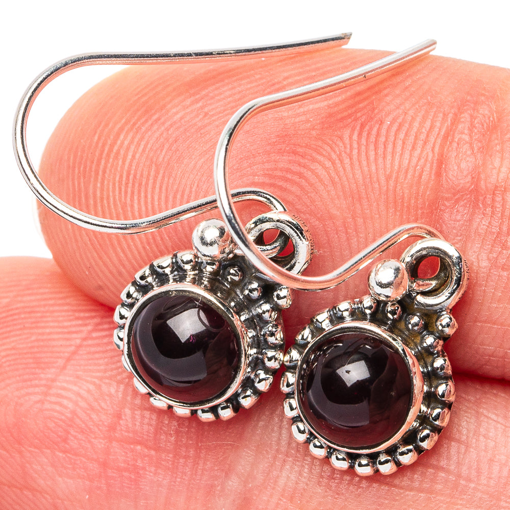 Garnet Earrings 1 1/8" (925 Sterling Silver) E3133