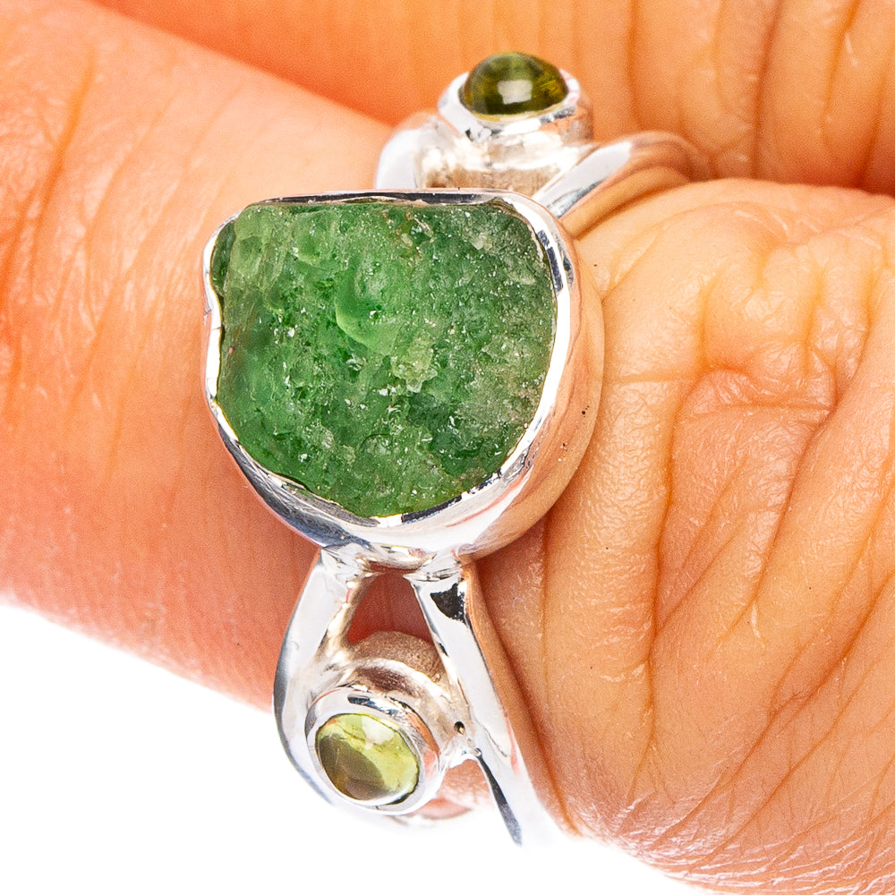 Chrome Diopside, Peridot 925 Sterling Silver Premium Ring Size 6 (925 Sterling Silver) R6524