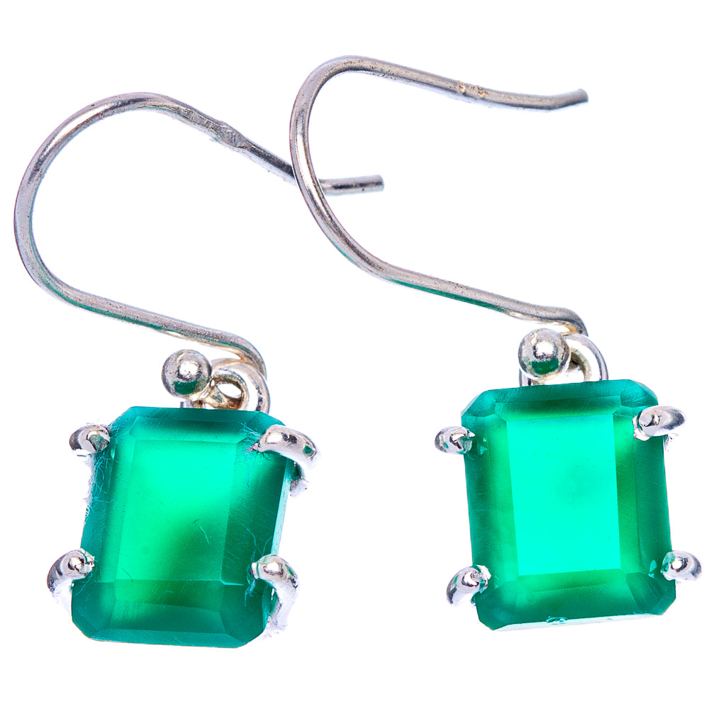 Green Onyx Earrings 1 1/8" (925 Sterling Silver) E433423