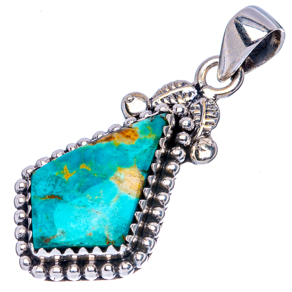 Rare Arizona Turquoise Pendant 1 3/8" (925 Sterling Silver) P42233