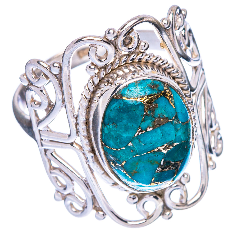 Blue Copper Composite Turquoise Ring Size 7.75 (925 Sterling Silver) R146858