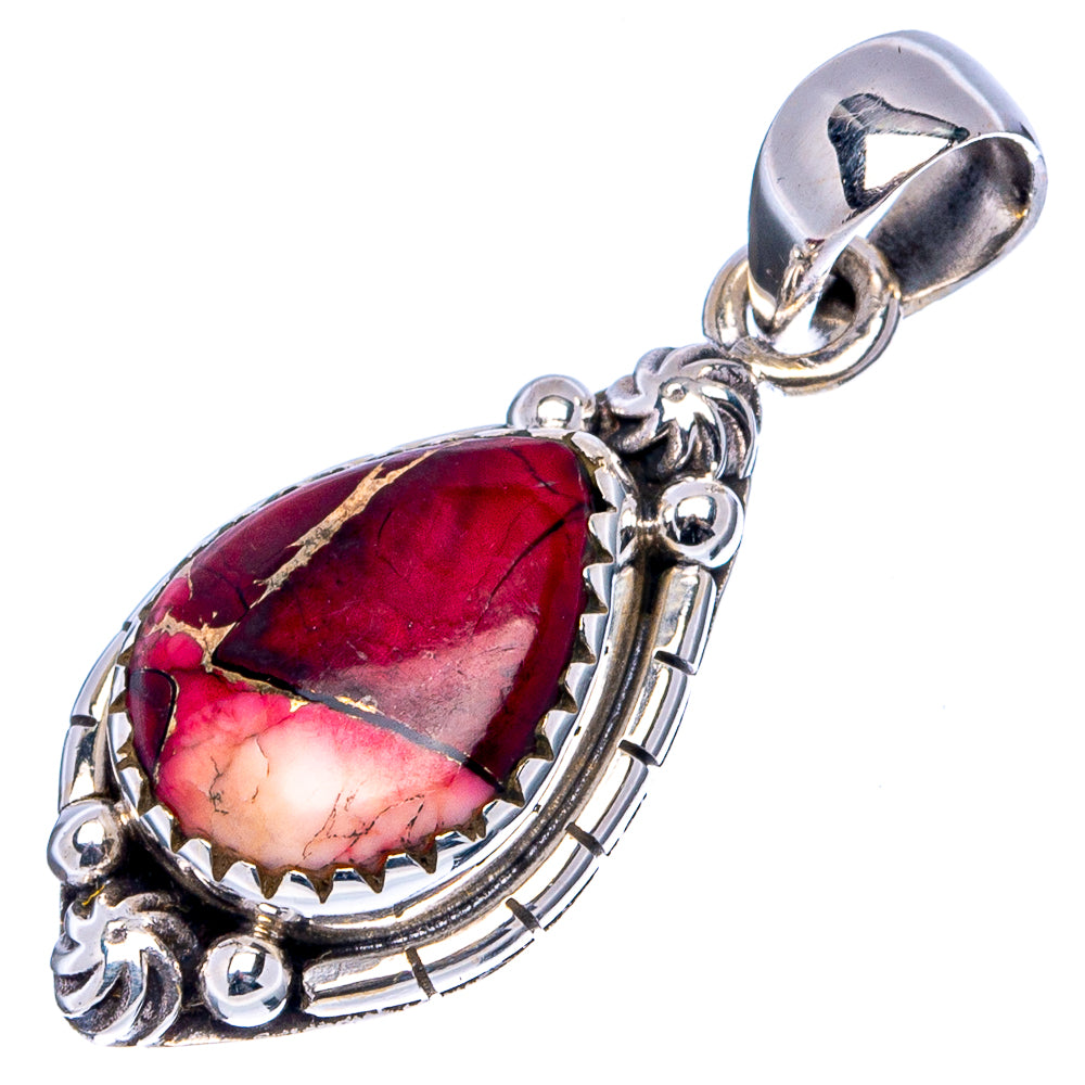 Red Dahlia Mohave Turquoise Pendant 1 1/4" (.925 Sterling Silver)