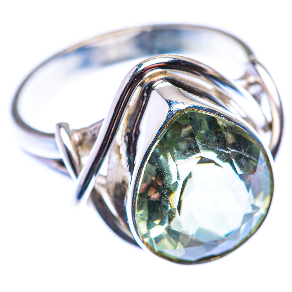 Faceted Green Amethyst Ring Size 8 (925 Sterling Silver) RING140082