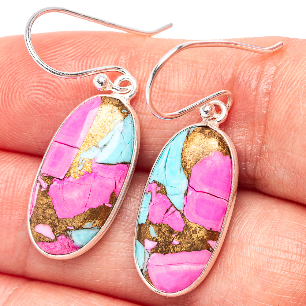 Cotton Candy Turquoise Earrings 1 3/8" (.925 Sterling Silver)