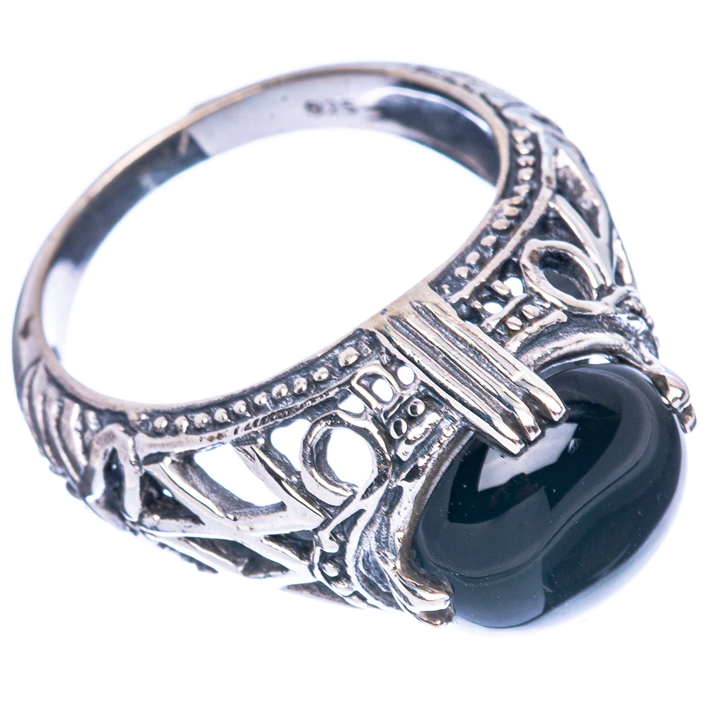 Black Onyx Ring Size 7.5 (925 Sterling Silver) R2896