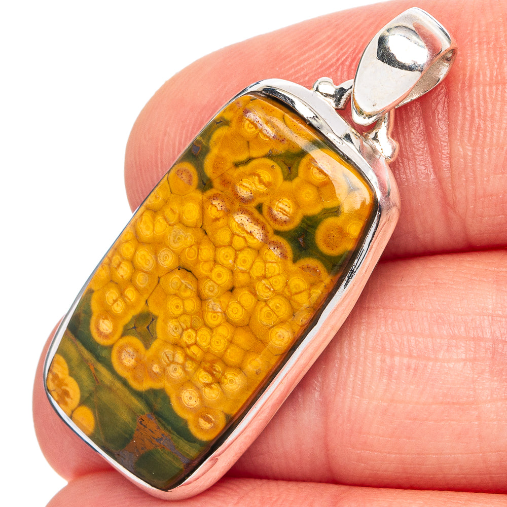 Ocean Jasper Pendant 1 3/8" (.925 Sterling Silver)