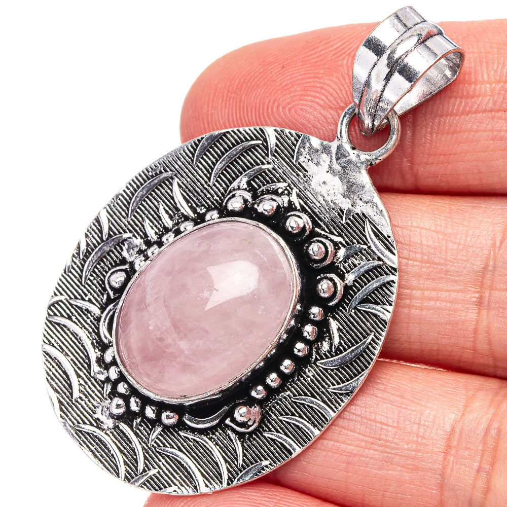 Rose Quartz Pendant 2" (German Silver)