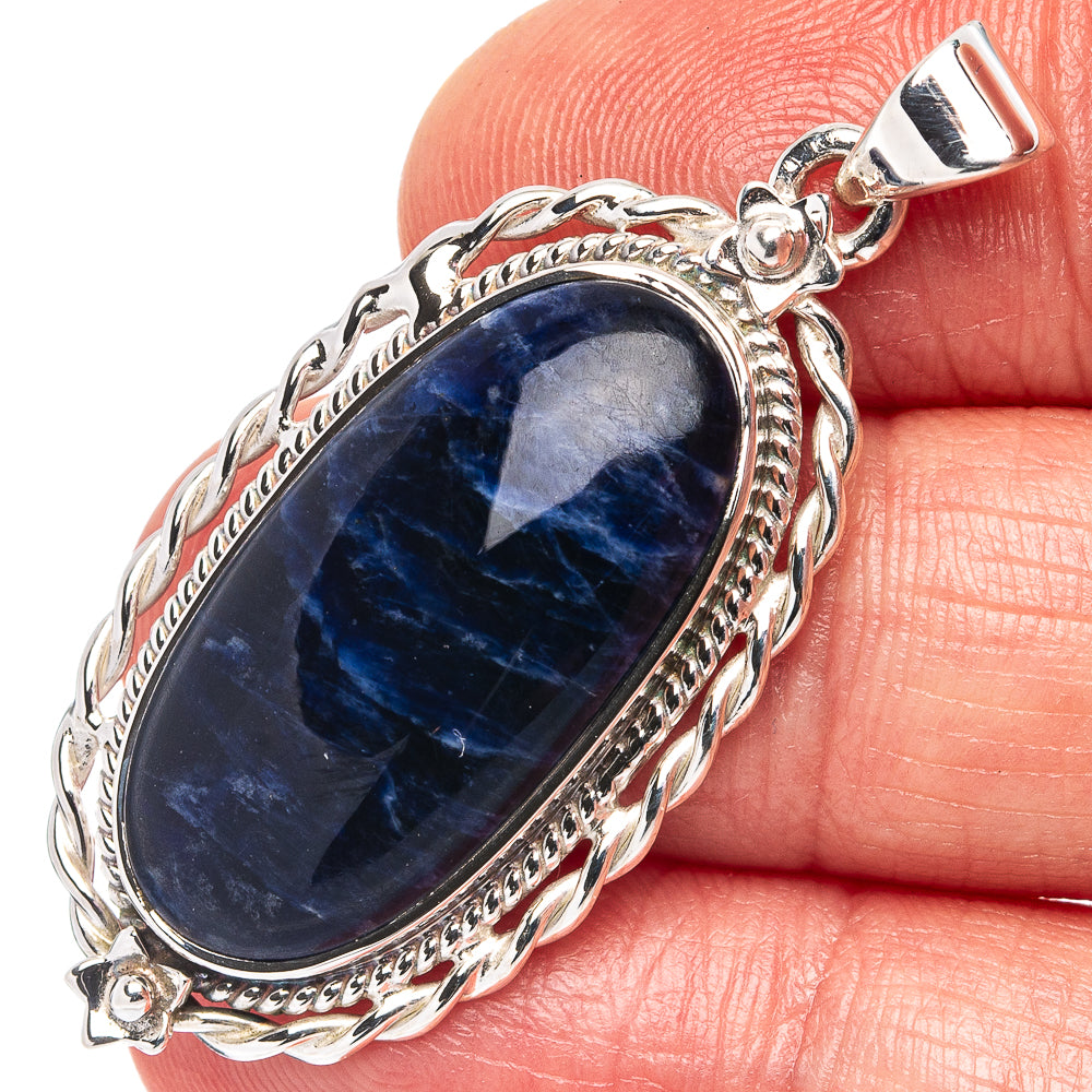 Premium Sodalite Pendant 1 5/8" (.925 Sterling Silver)