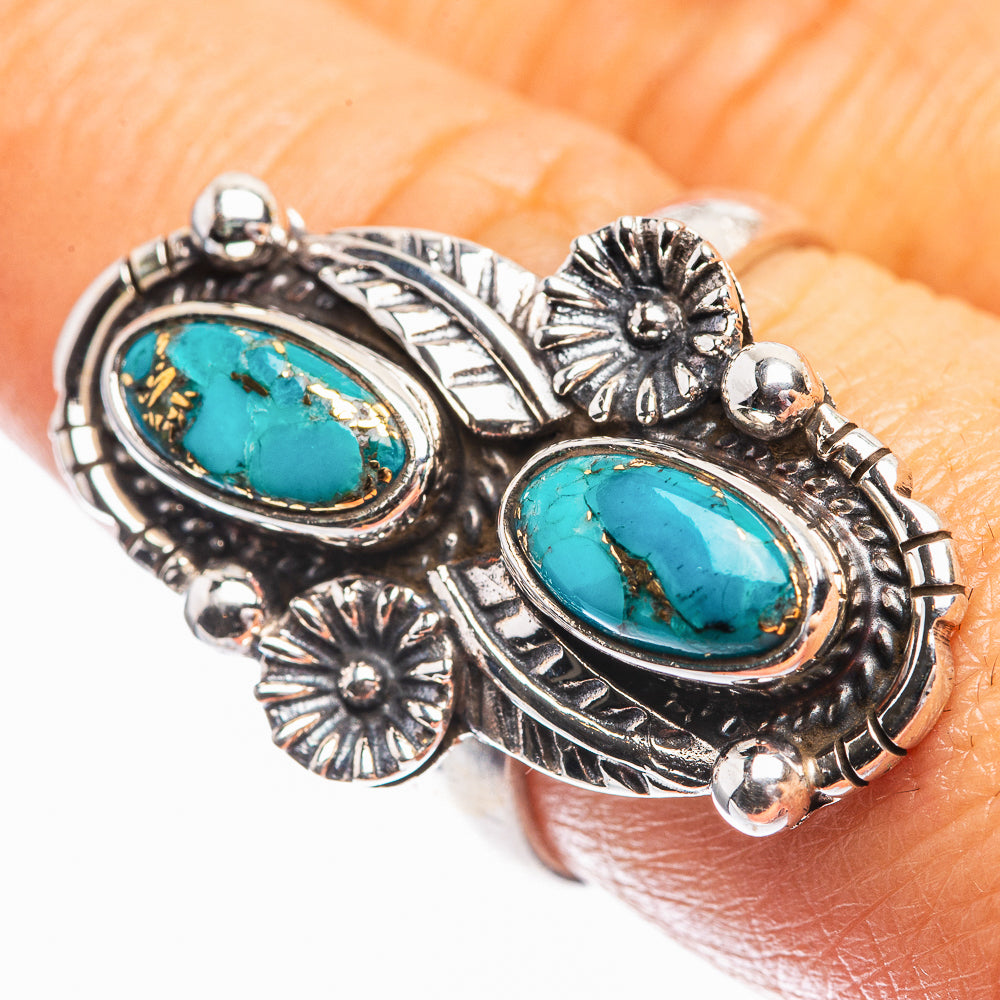 Blue Copper Composite Turquoise Ring Size 8 (925 Sterling Silver) R142312