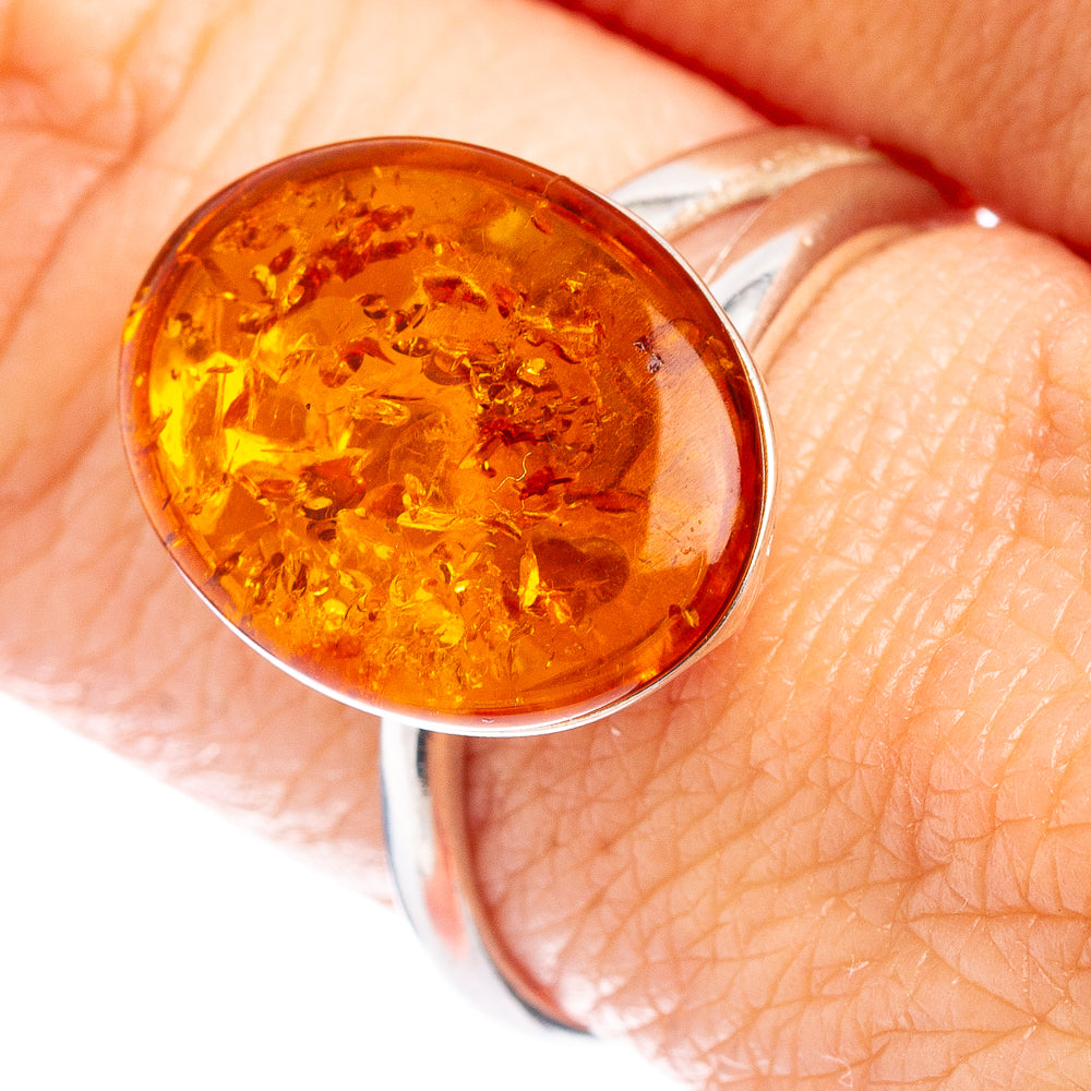 Baltic Amber Ring Size 7 Adjustable (.925 Sterling Silver)