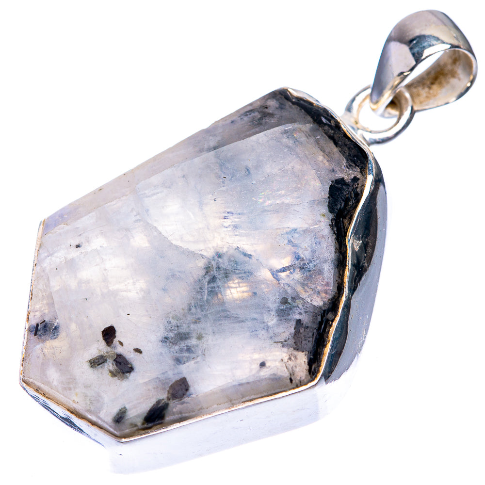 Raw Rainbow Moonstone Pendant 1 5/8" (925 Sterling Silver) P39300
