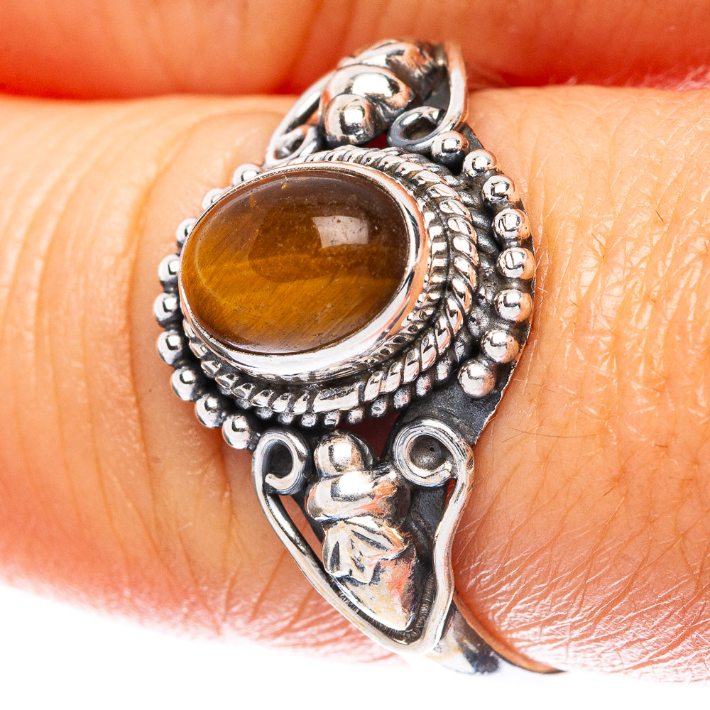 Tiger Eye Dainty Ring Size 8.25 (925 Sterling Silver) R5105