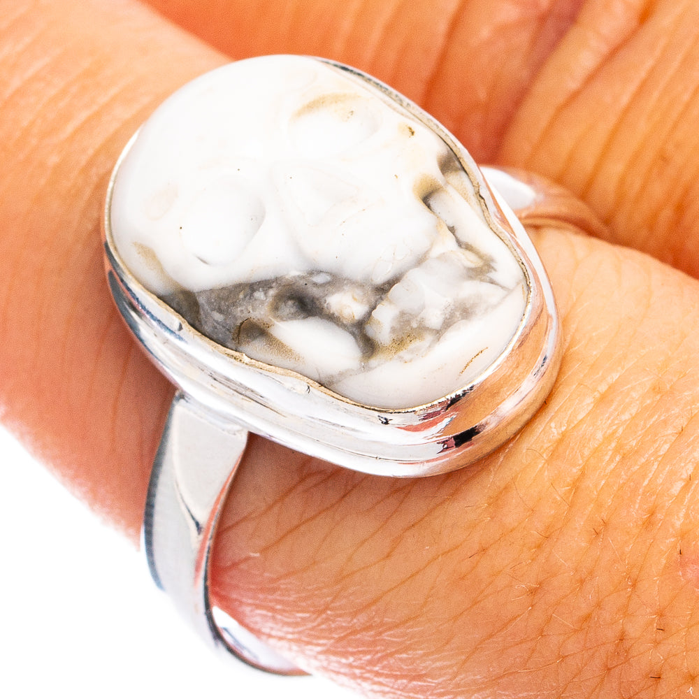Howlite Skull Ring Size 9.75 (925 Sterling Silver) R8393