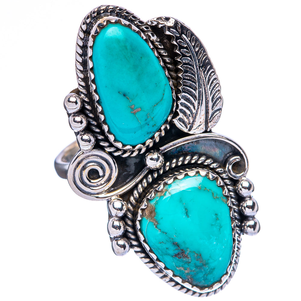Large Tibetan Turquoise Ring Size 8 (925 Sterling Silver) R146239