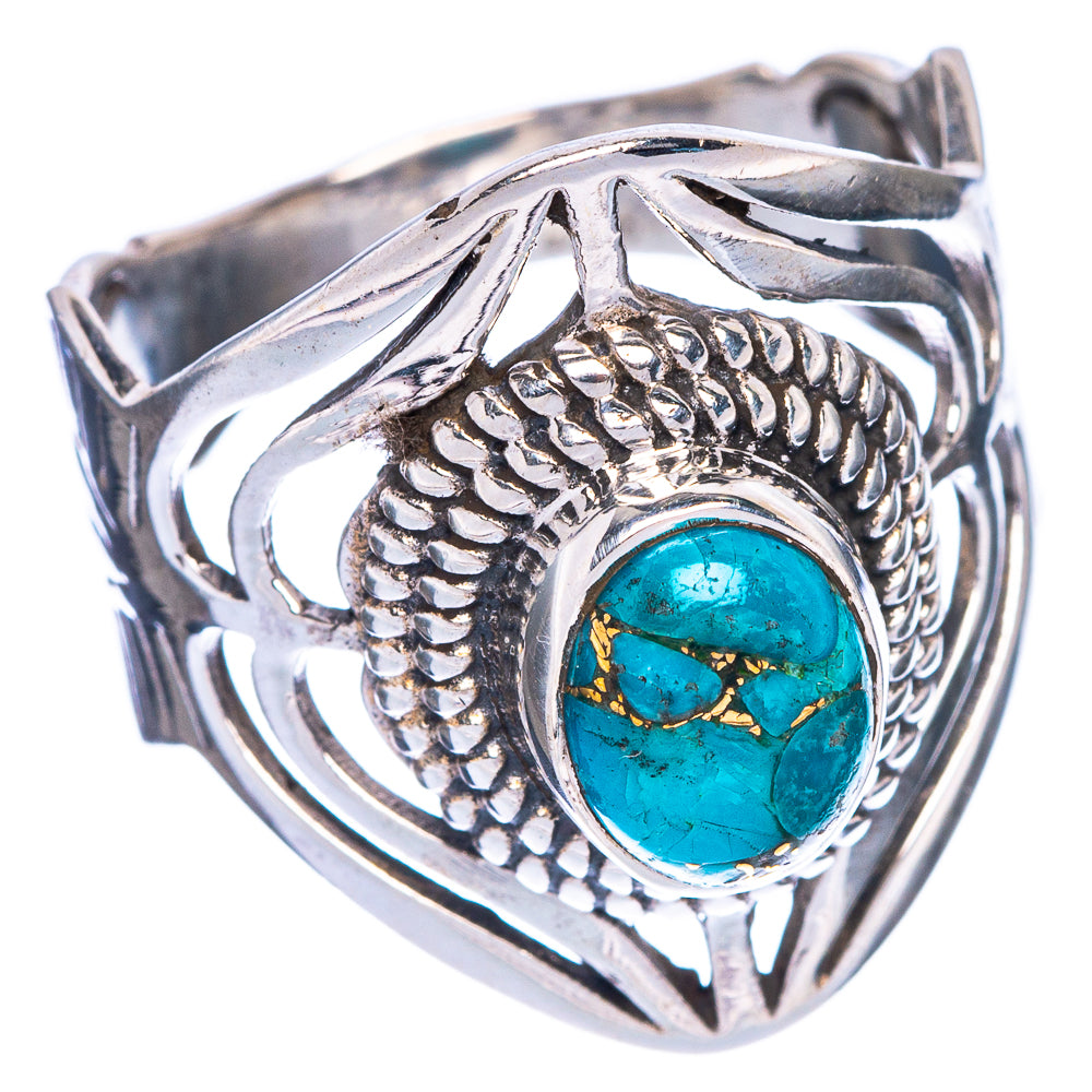Blue Copper Composite Turquoise Ring Size 9 (925 Sterling Silver) R1269
