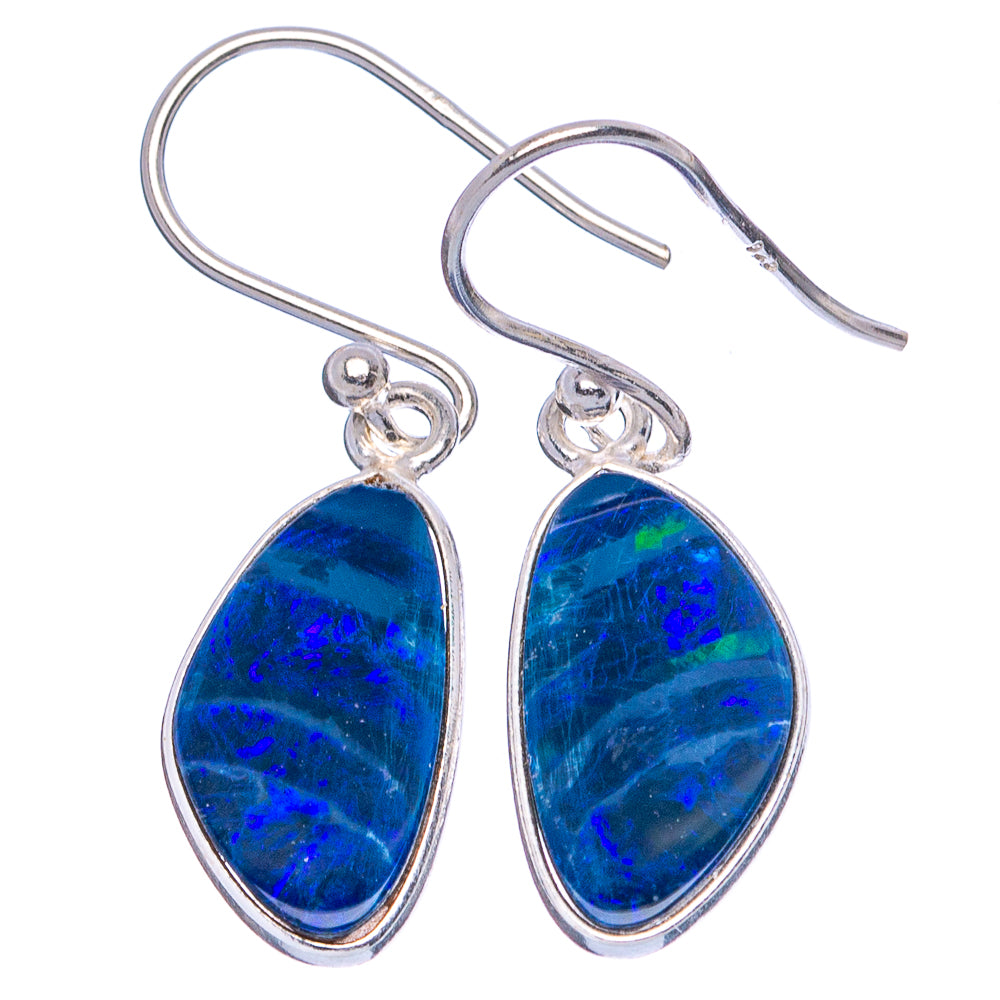 Rare Doublet Opal Earrings 1 1/8" (925 Sterling Silver) E1933