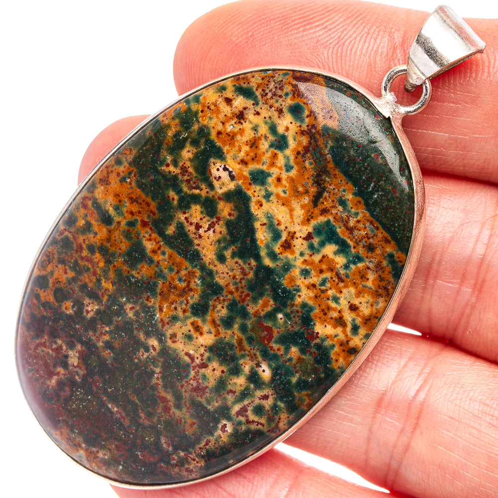 Bloodstone Pendant 2 1/2" (Silver Plated)