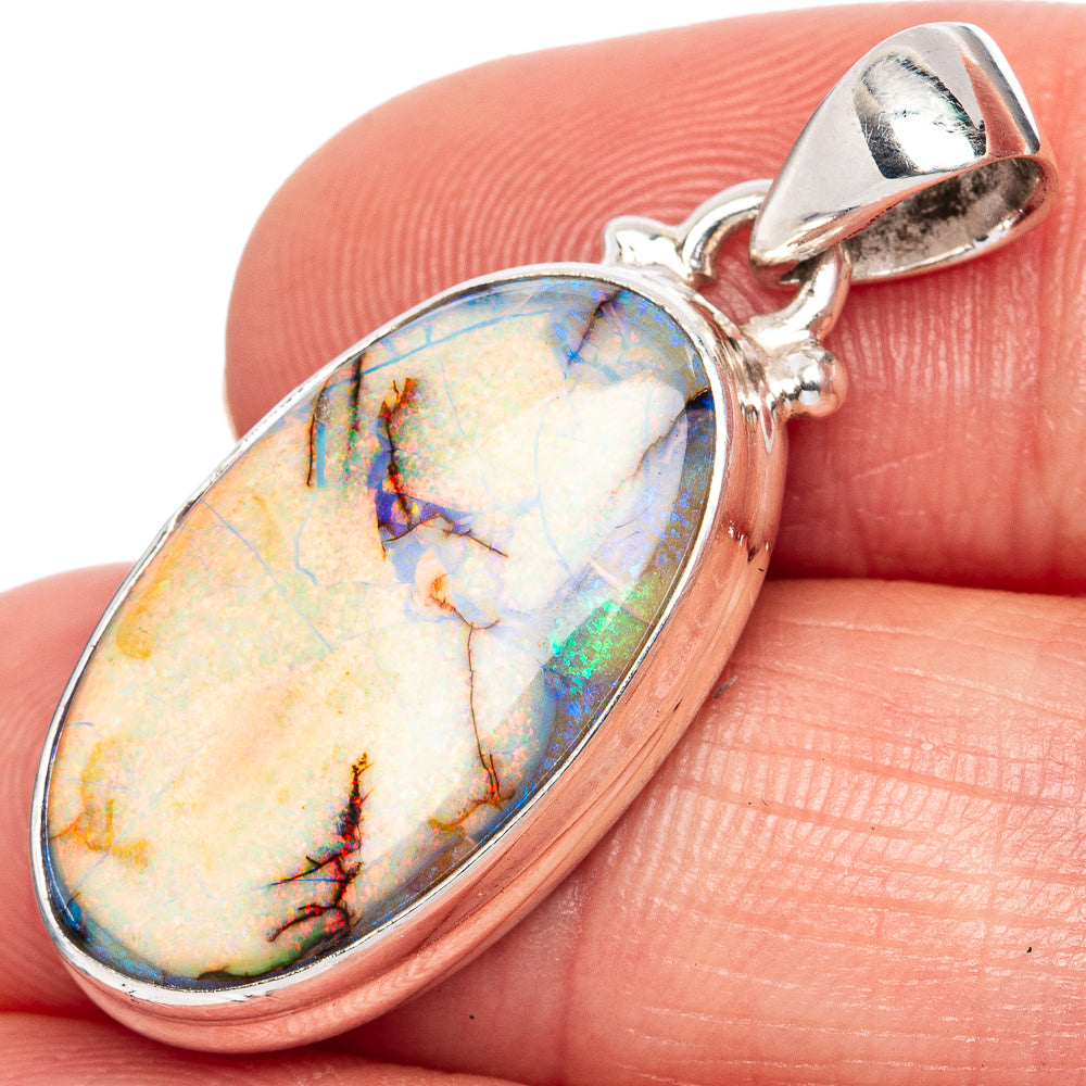 Rare Sterling Opal Pendant 1 3/8" (925 Sterling Silver) P42043