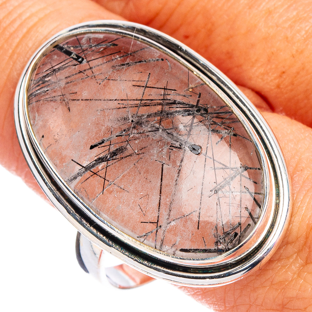 Tourmalinated Quartz Ring Size 12 (.925 Sterling Silver)