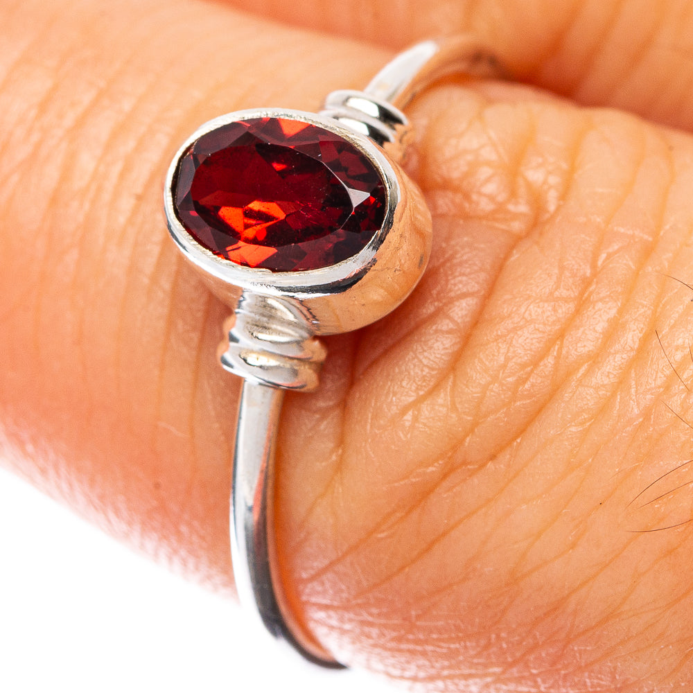 Garnet Dainty Ring Size 7.25 (925 Sterling Silver) R145034