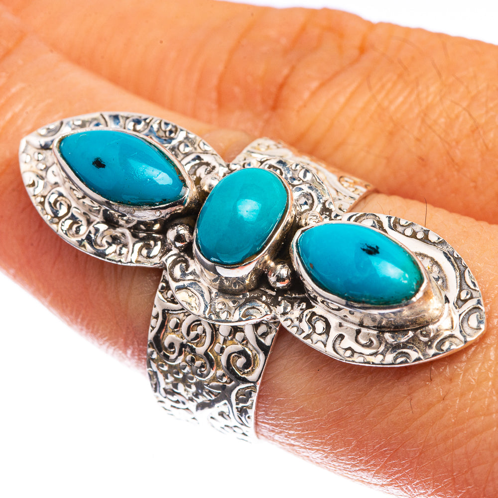 Large Sleeping Beauty Turquoise 925 Sterling Silver Ring Size 7.5