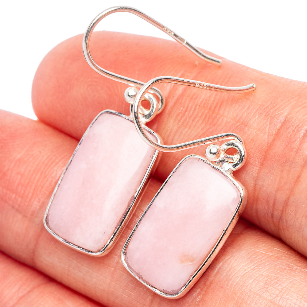 Pink Opal Earrings 1 1/4" (925 Sterling Silver) E2396