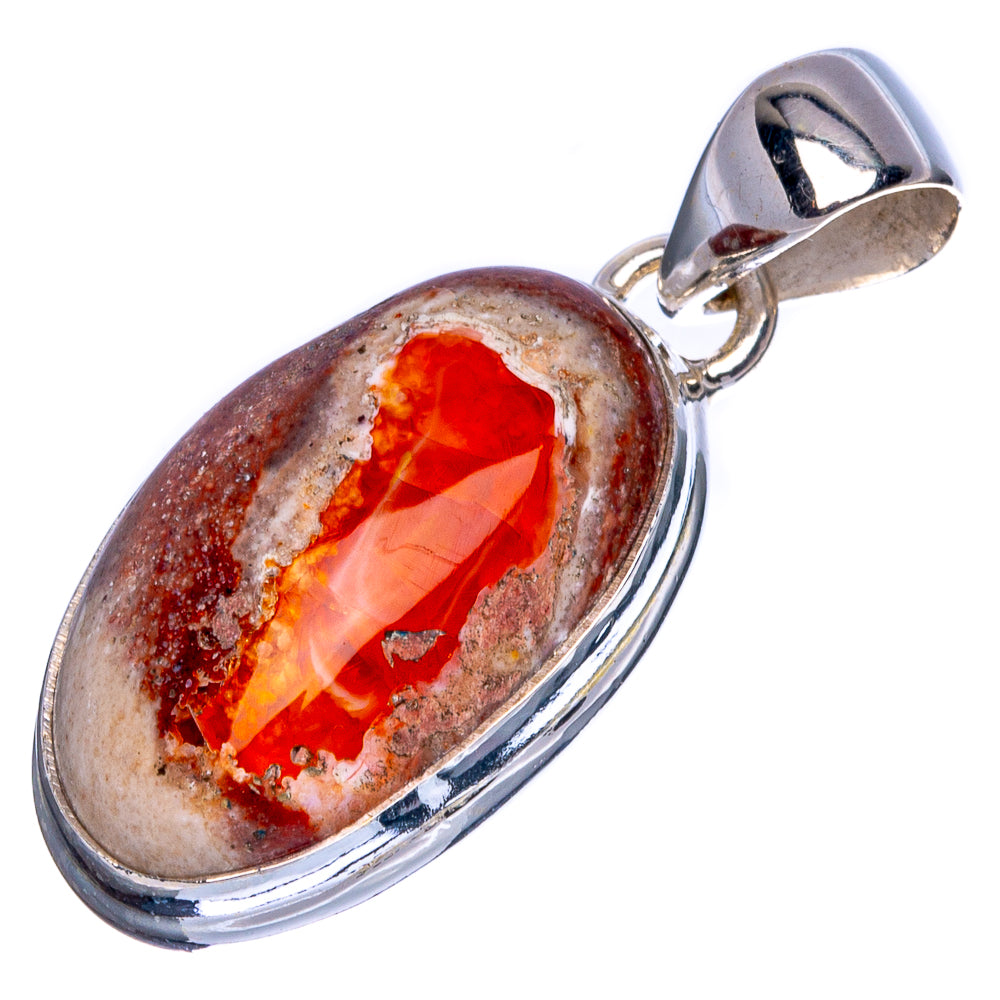 Mexican Fire Opal Pendant 1 1/4" (925 Sterling Silver) P41760