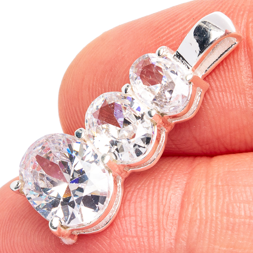 Dainty White Quartz Pendant 1" (925 Sterling Silver) P45290