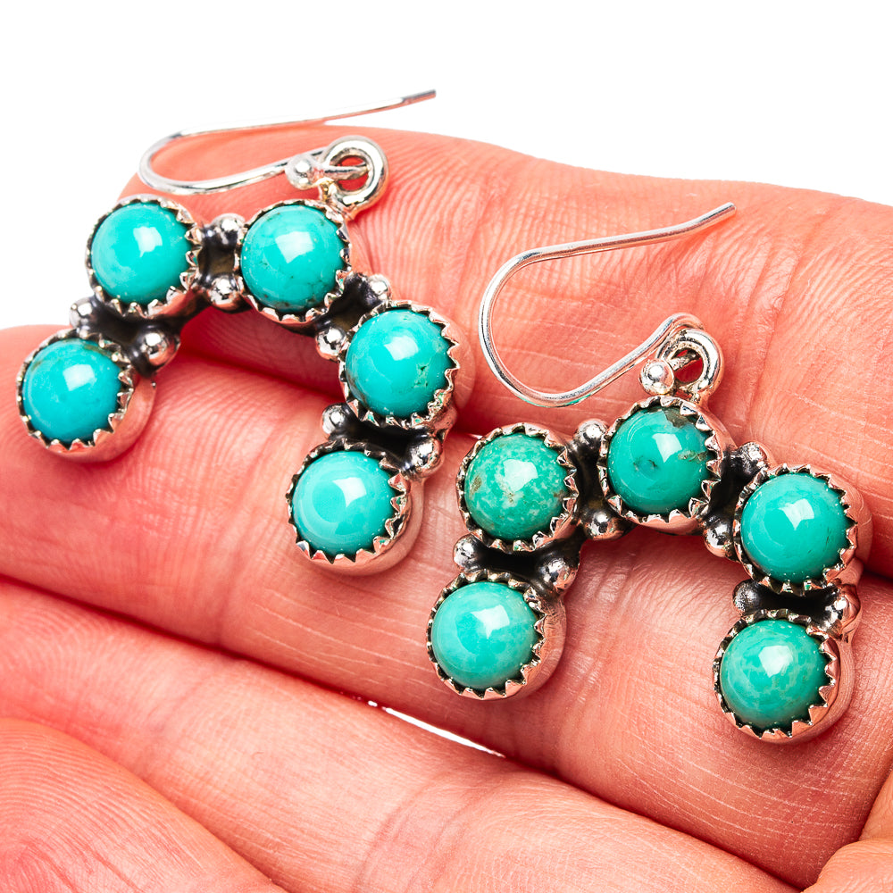 Premium Mohave Turquoise Earrings 1 3/8" (.925 Sterling Silver)