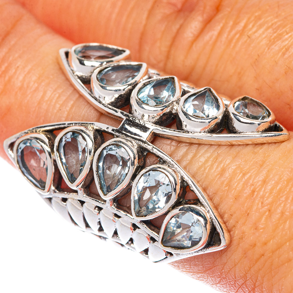 Large Blue Topaz Ring Size 7 (925 Sterling Silver) R1471
