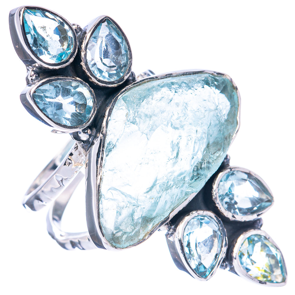 Signature Rough Aquamarine, Blue Topaz Ring Size 8 (925 Sterling Silver) R2562