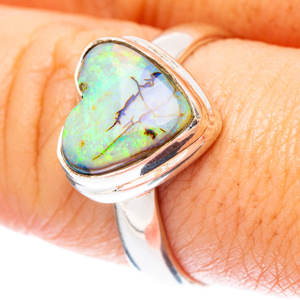 Rare Sterling Opal Heart Ring Size 8.75 (925 Sterling Silver) R4354