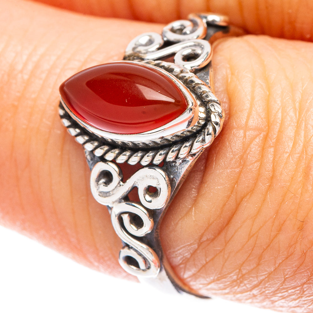Carnelian Dainty Ring Size 8 (925 Sterling Silver) R5786