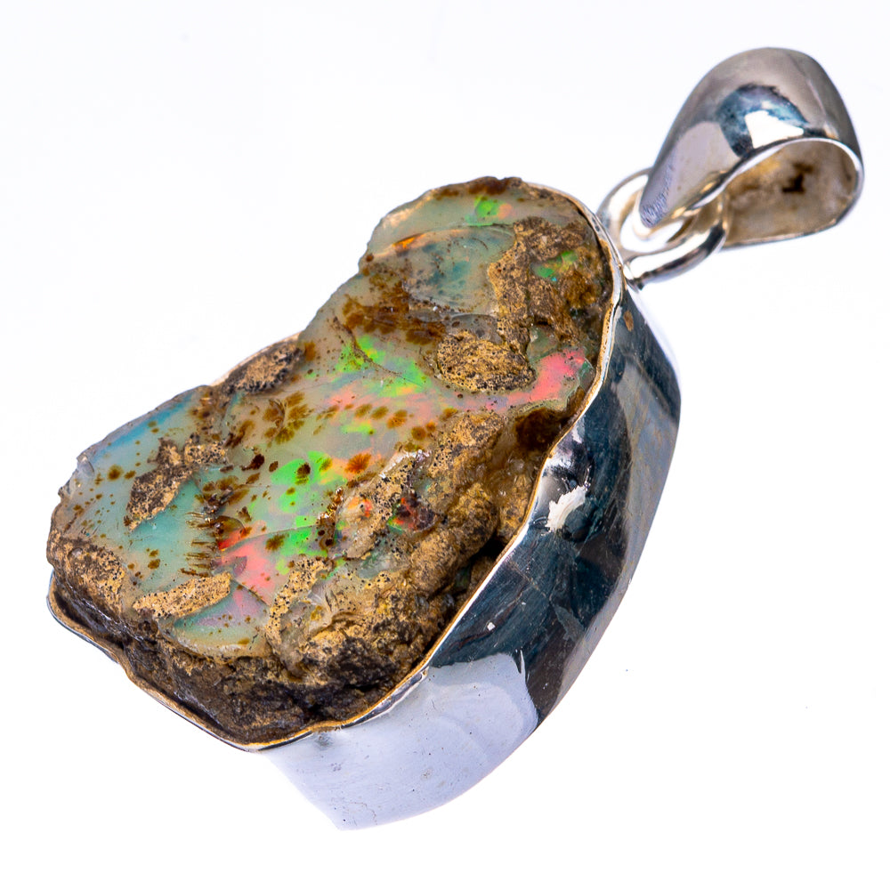 Raw Ethiopian Opal 925 Sterling Silver Pendant 1 3/8" (925 Sterling Silver) PD38644