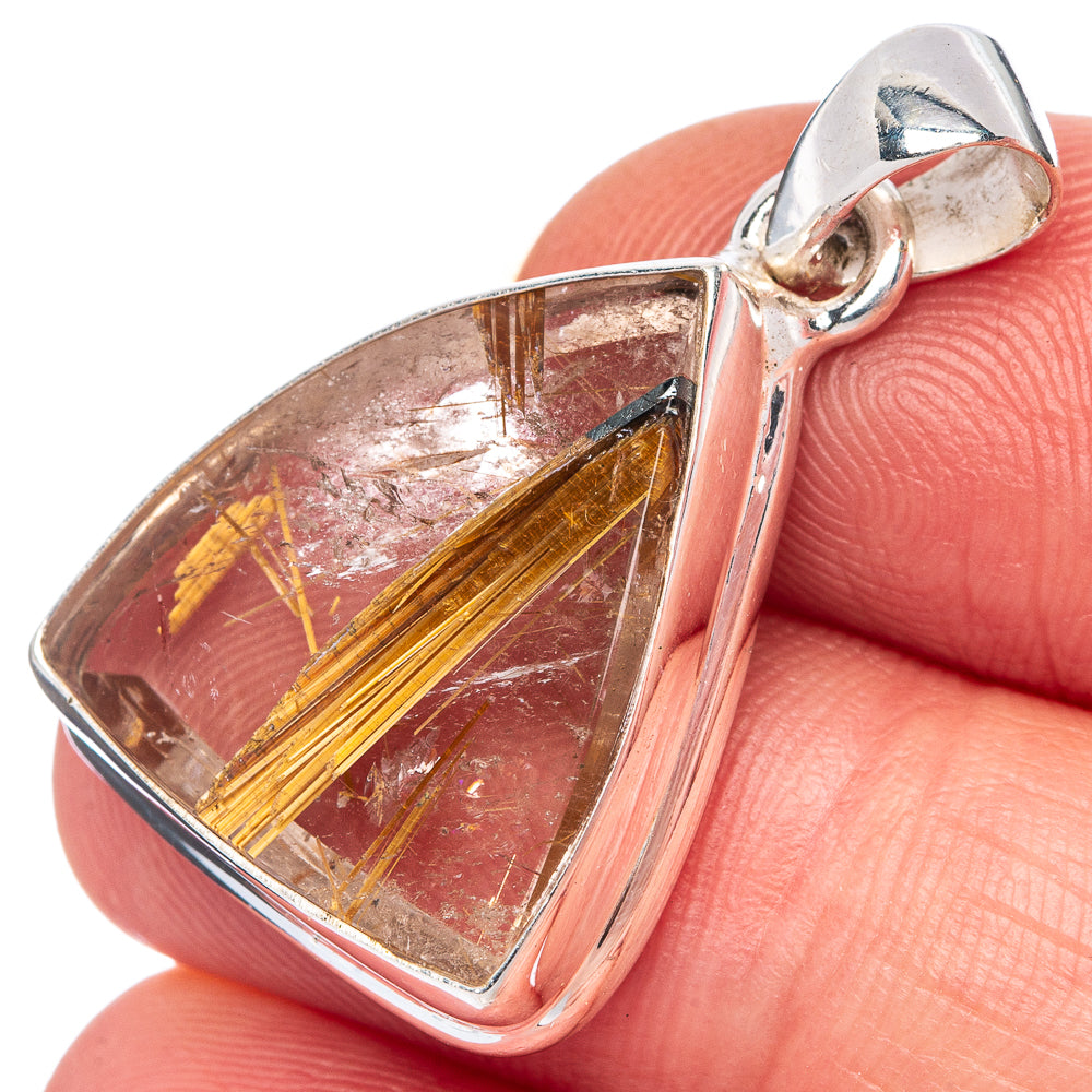 Rare Full Star Rutilated Quartz Pendant 1 1/4" (925 Sterling Silver) P39995