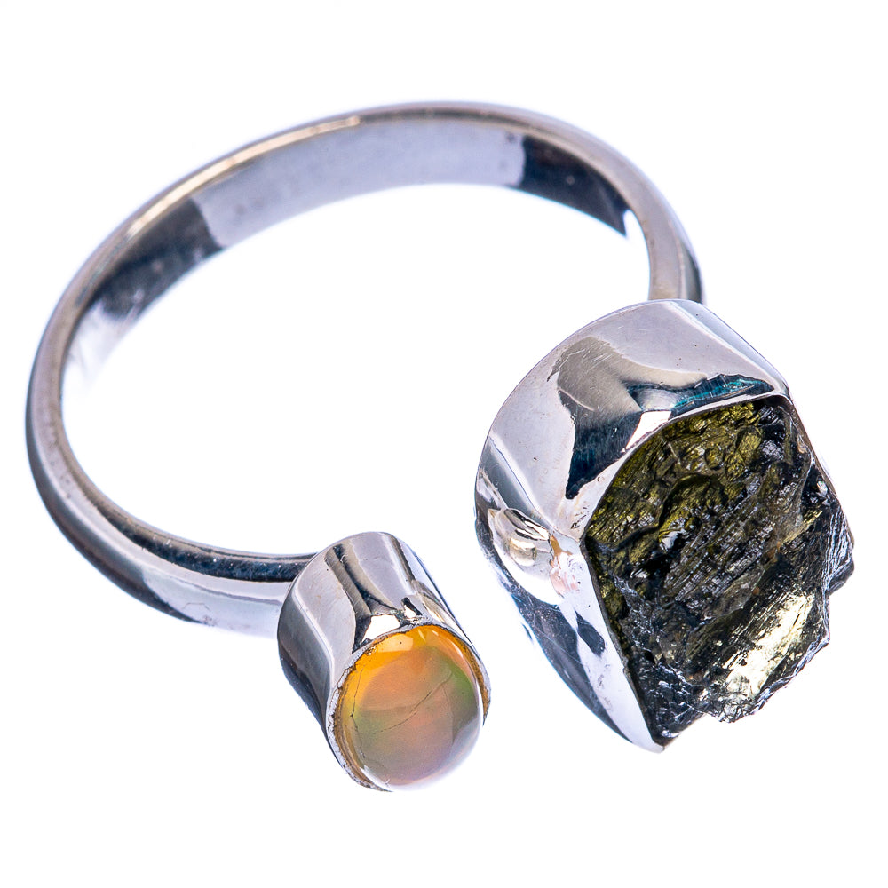 Rare Czech Moldavite, Ethiopian Opal Ring Size 6 (925 Sterling Silver) R146407