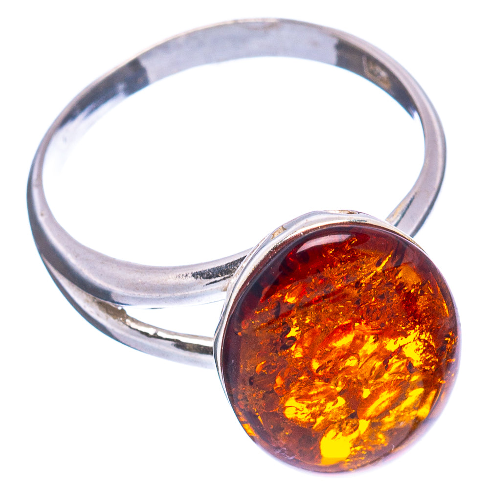 Baltic Amber Ring Size 7 Adjustable (.925 Sterling Silver)