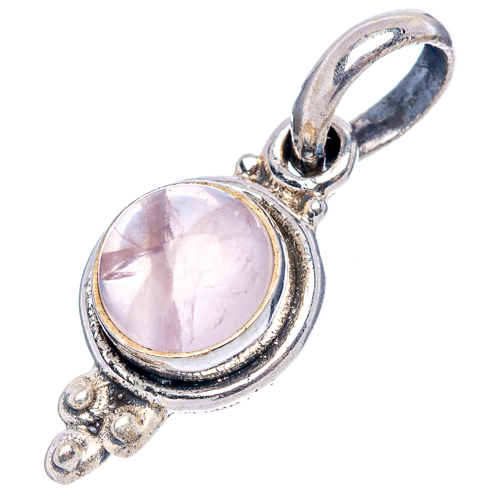 Dainty Rose Quartz Pendant 7/8" (.925 Sterling Silver)