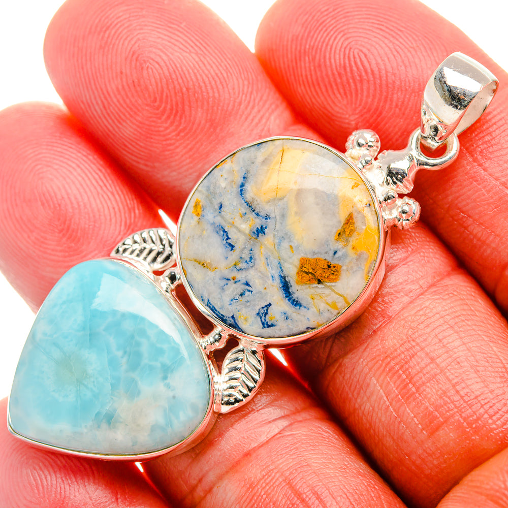 Blue Scheelite, Larimar Pendant 2 3/8" (925 Sterling Silver) PD37958