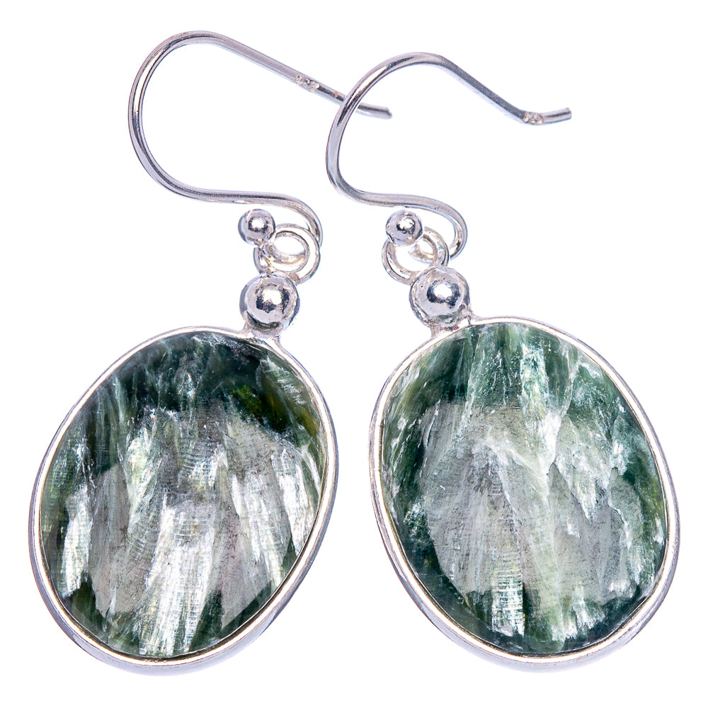 Seraphinite 925 Sterling Silver Earrings 1 3/8" Ana Co E1168
