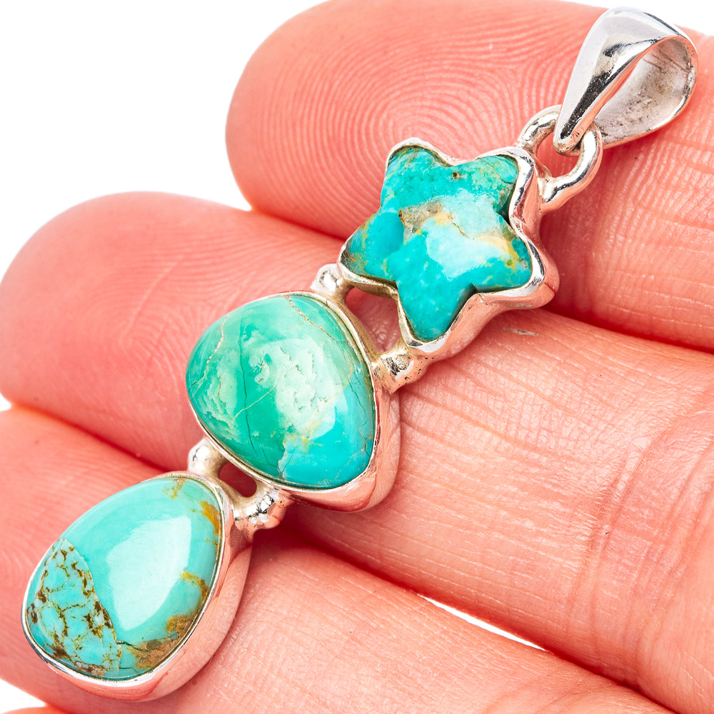 Kingman Turquoise Star Pendant 1 3/4" (925 Sterling Silver) P42750
