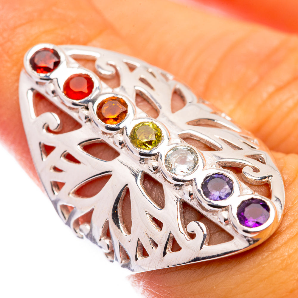 Rainbow Chakra Ring Size 6.25 (925 Sterling Silver) R141094